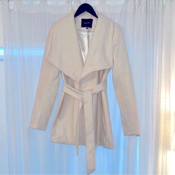 RW&CO. white wrap belted fall coat - Picture 1 of 3